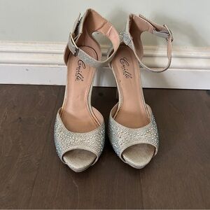 Camille La Vie Silver Sparkly Heels with Ankle Strap